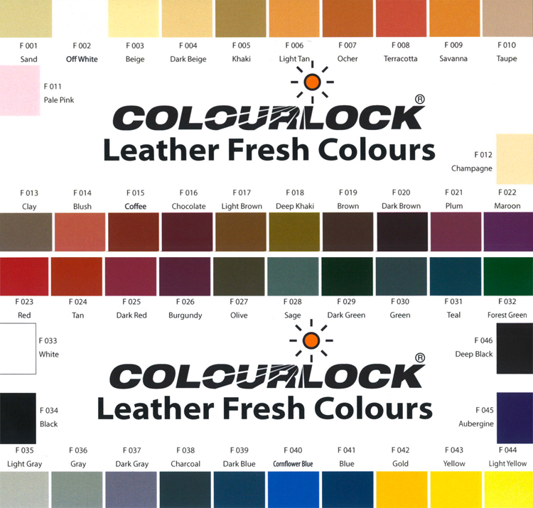 Colourlock Leather Fresh Colour Matching Chart leather repair